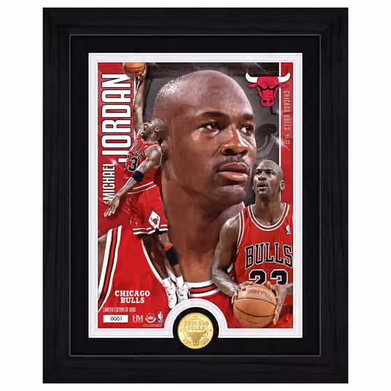 Michael Jordan Chicago Bulls Artist Proof Bronze Coin NBA Photo Frame view 1