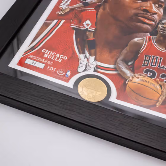 Michael Jordan Chicago Bulls Artist Proof Bronze Coin NBA Photo Frame view 2