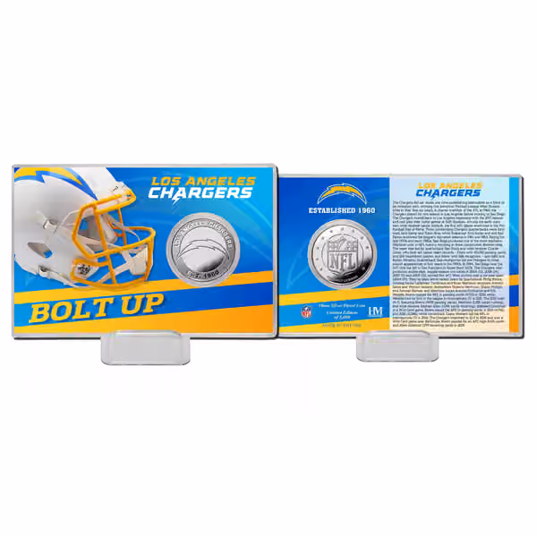 Los Angeles Chargers Team History Highland Mint Silver Coin Card view 1