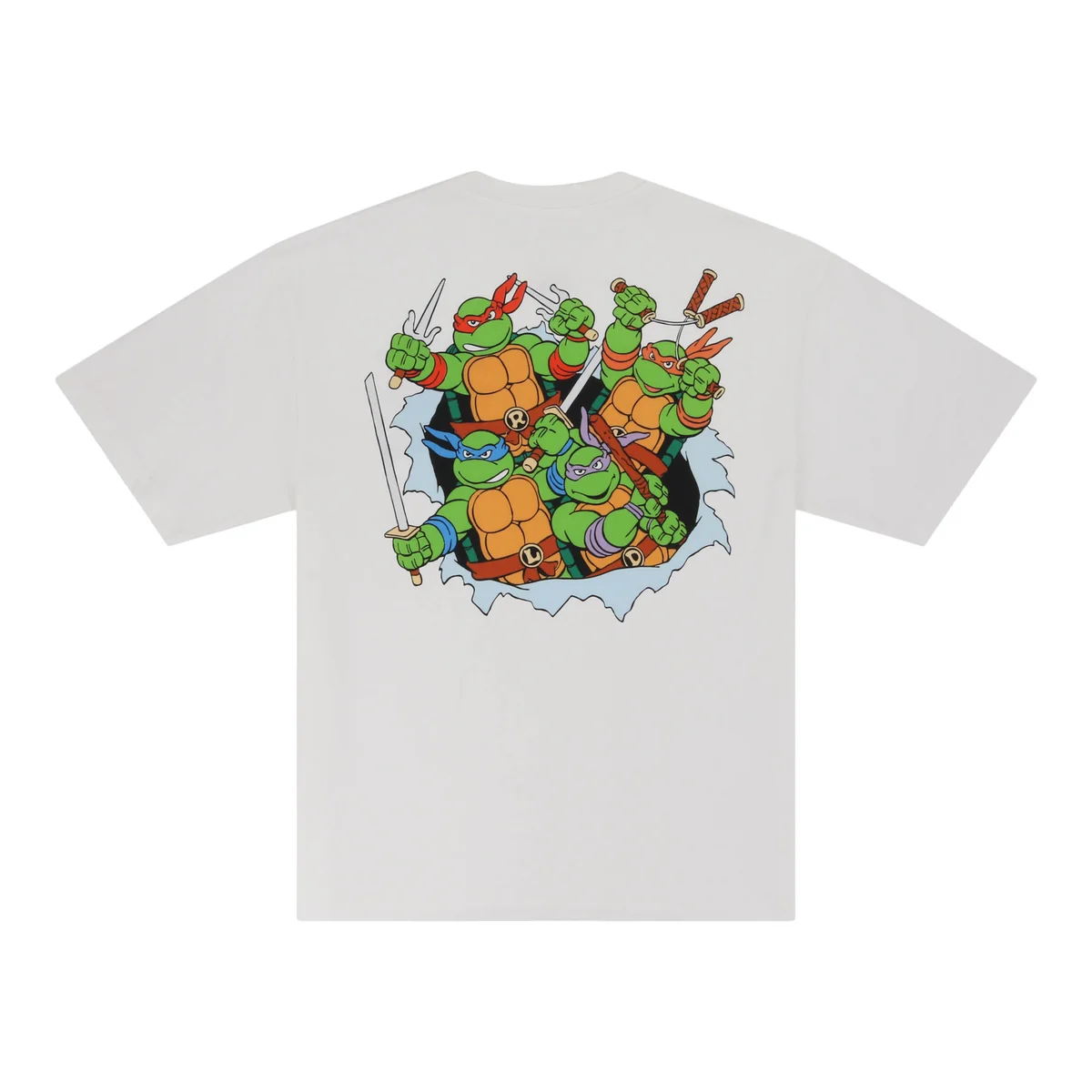 SATURDAY MORNING CARTOONS: TEENAGE MUTANT NINJA TURTLES - Character White Graphic T-Shirt back view