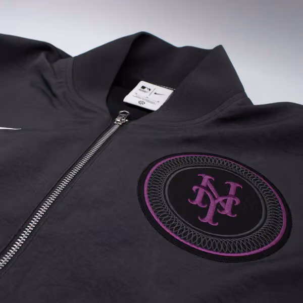 New York Mets City Connect 2026 MLB Authentic Dugout Bomber Jacket Anthracite view 4