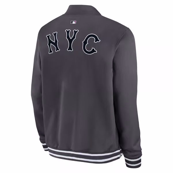 New York Mets City Connect 2026 MLB Authentic Dugout Bomber Jacket Anthracite view 3
