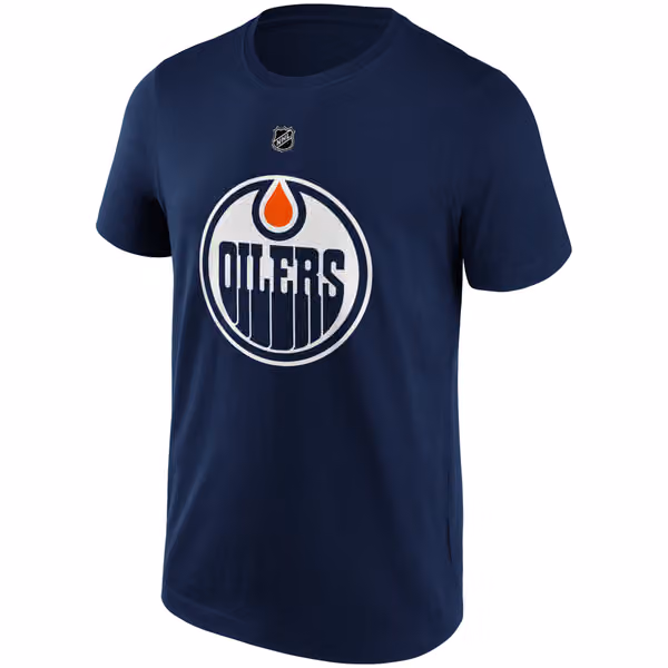 Leon Draisaitl #29 Edmonton Oilers Iconic Player NHL T-Shirt Navy view 2