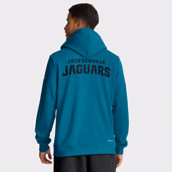 Jacksonville Jaguars 2025 NFL Sideline Standard Issue Hoodie Teal view 3