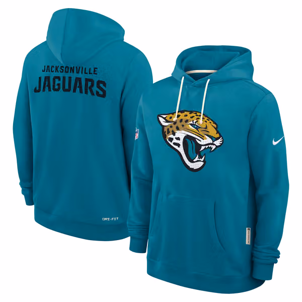Jacksonville Jaguars 2025 NFL Sideline Standard Issue Hoodie Teal view 1