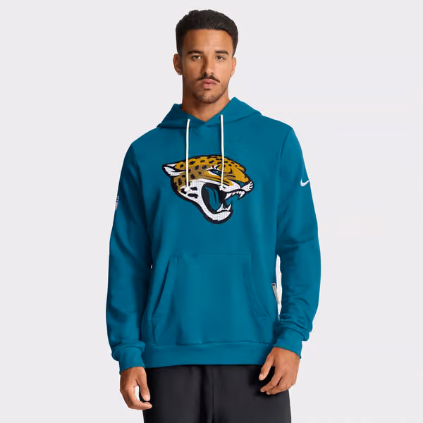 Jacksonville Jaguars 2025 NFL Sideline Standard Issue Hoodie Teal view 2