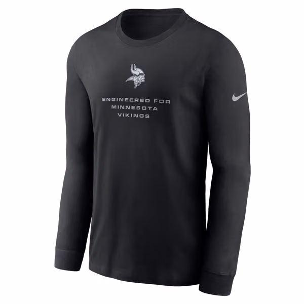 Minnesota Vikings 2026 NFL Sideline Bold Arch Dri-Fit Long Sleeve T-Shirt Black view 1