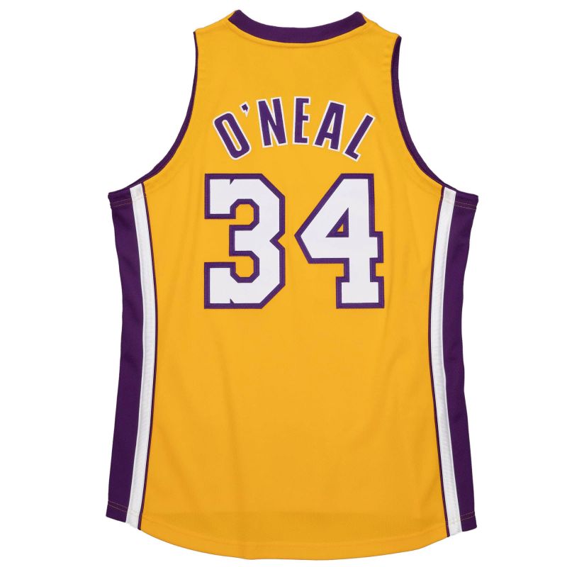 Shaquille O'Neal #34 Los Angeles Lakers 2001-02 Mitchell & Ness Authentic NBA Jersey Yellow view 2