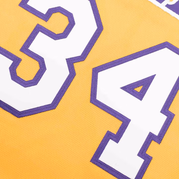 Shaquille O'Neal #34 Los Angeles Lakers 2001-02 Mitchell & Ness Authentic NBA Jersey Yellow view 6