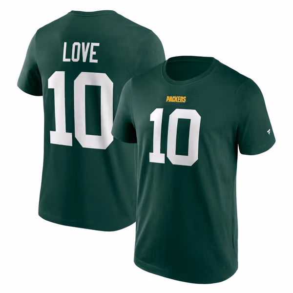 Jordan Love #10 Green Bay Packers Player NFL T-Shirt view 1