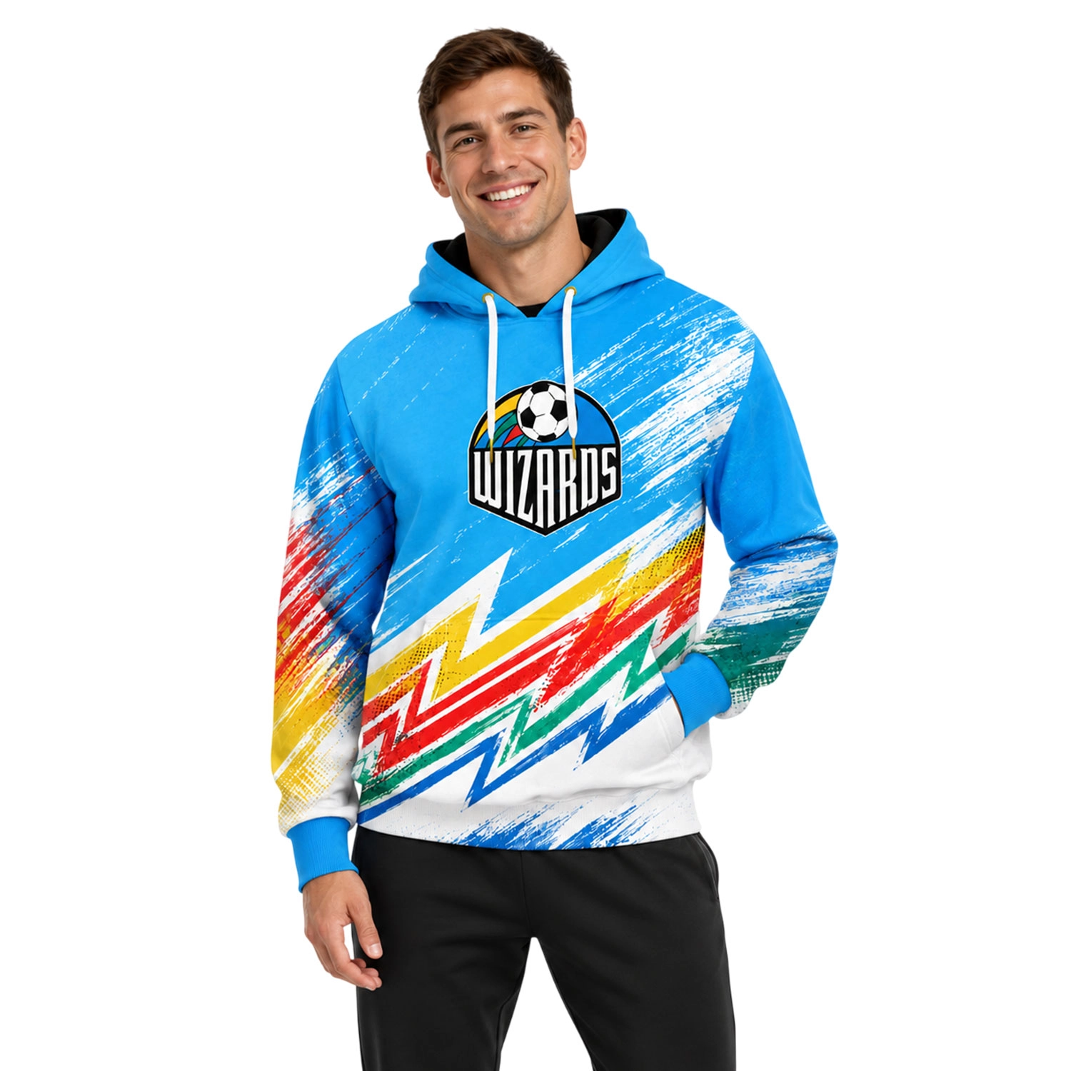 KC Wizards Hoodie Bold Rainbow Splash Retro Graphic