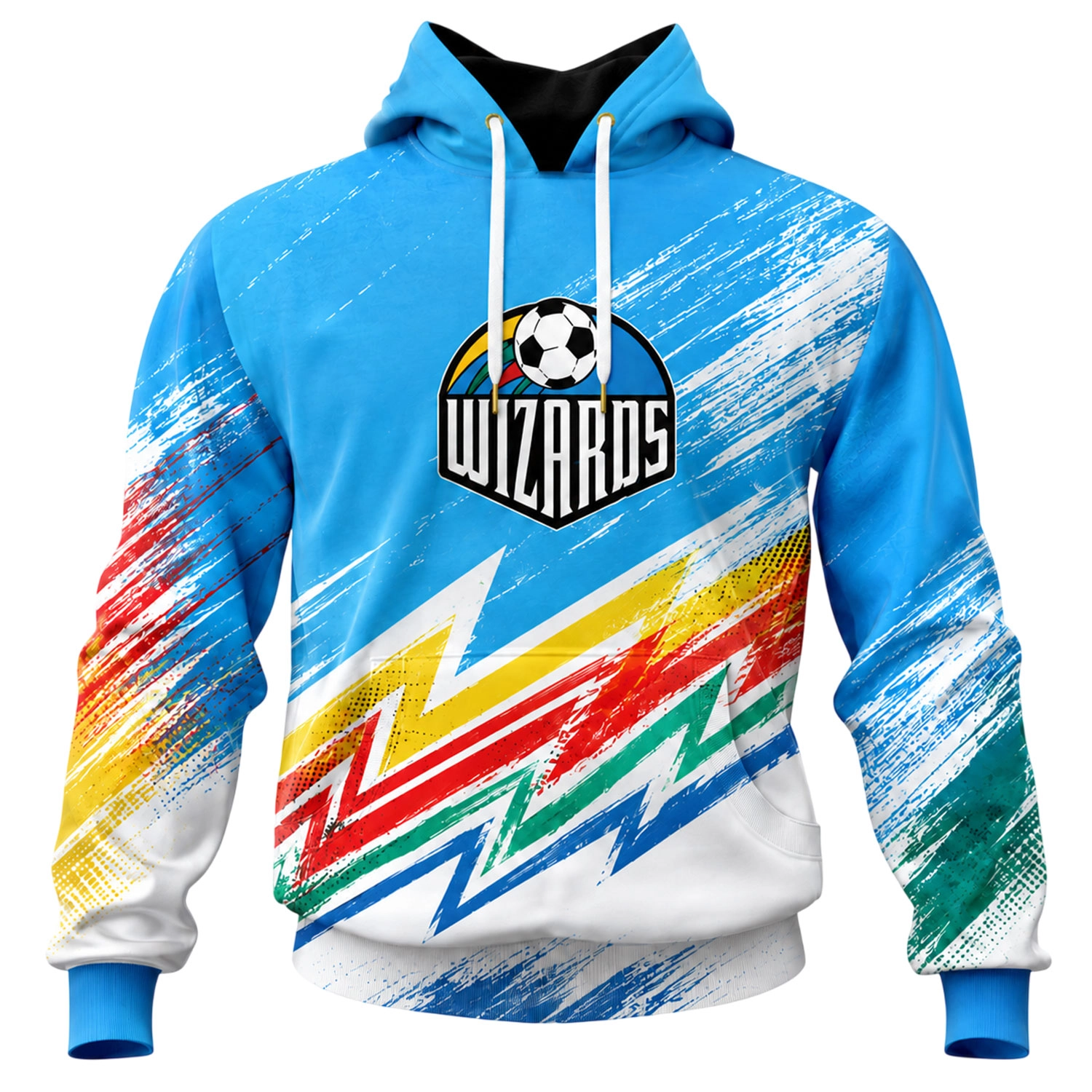 KC Wizards Hoodie Bold Rainbow Splash Retro Graphic