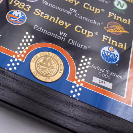 New York Islanders Stanley Cup Legacy Bronze Coin Framed NHL Photo view 2