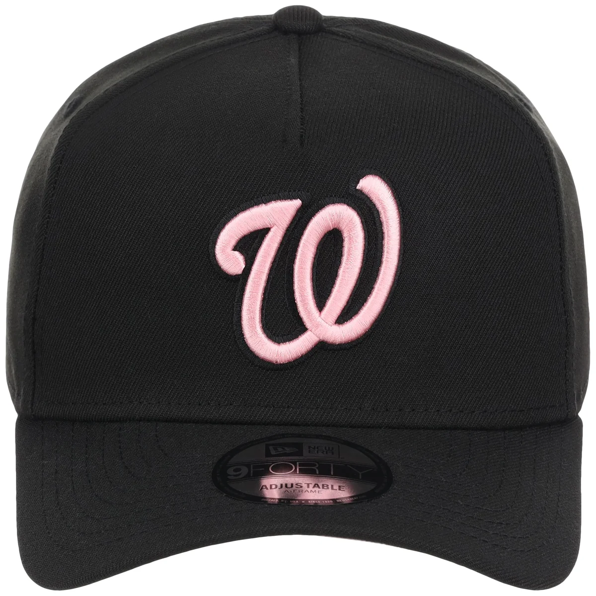 Washington Nationals MLB Black x Pink FASHION CORE New Era 9FORTY A-Frame detail view