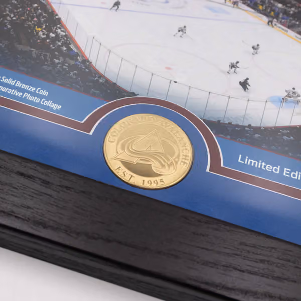 Colorado Avalanche 3-Time Stanley Cup Champions Bronze Coin Framed NHL Photo view 2