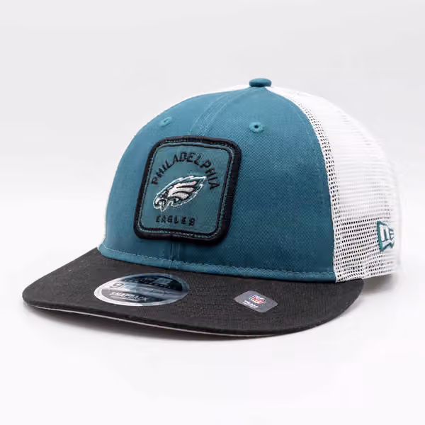 Philadelphia Eagles Patch Trucker New Era Low Profile 9FIFTY Snapback Cap product photo