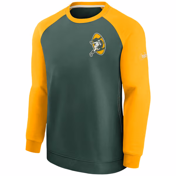 Green Bay Packers Raglan NFL Throwback Nike Crewneck Pullover view 1