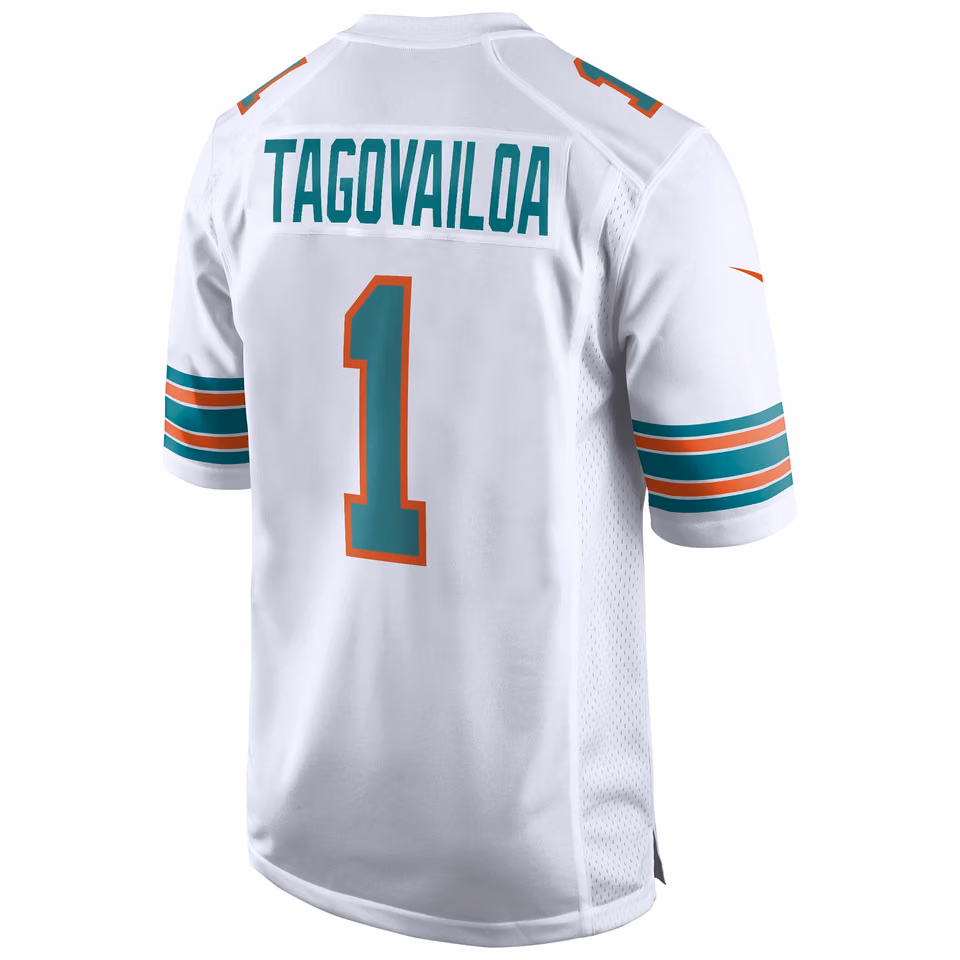Tua Tagovailoa #1 Miami Dolphins Classic Nike Game NFL Jersey White view 3