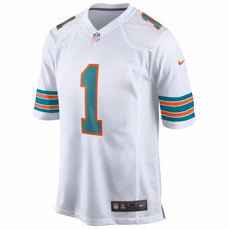 Tua Tagovailoa #1 Miami Dolphins Classic Nike Game NFL Jersey White view 2
