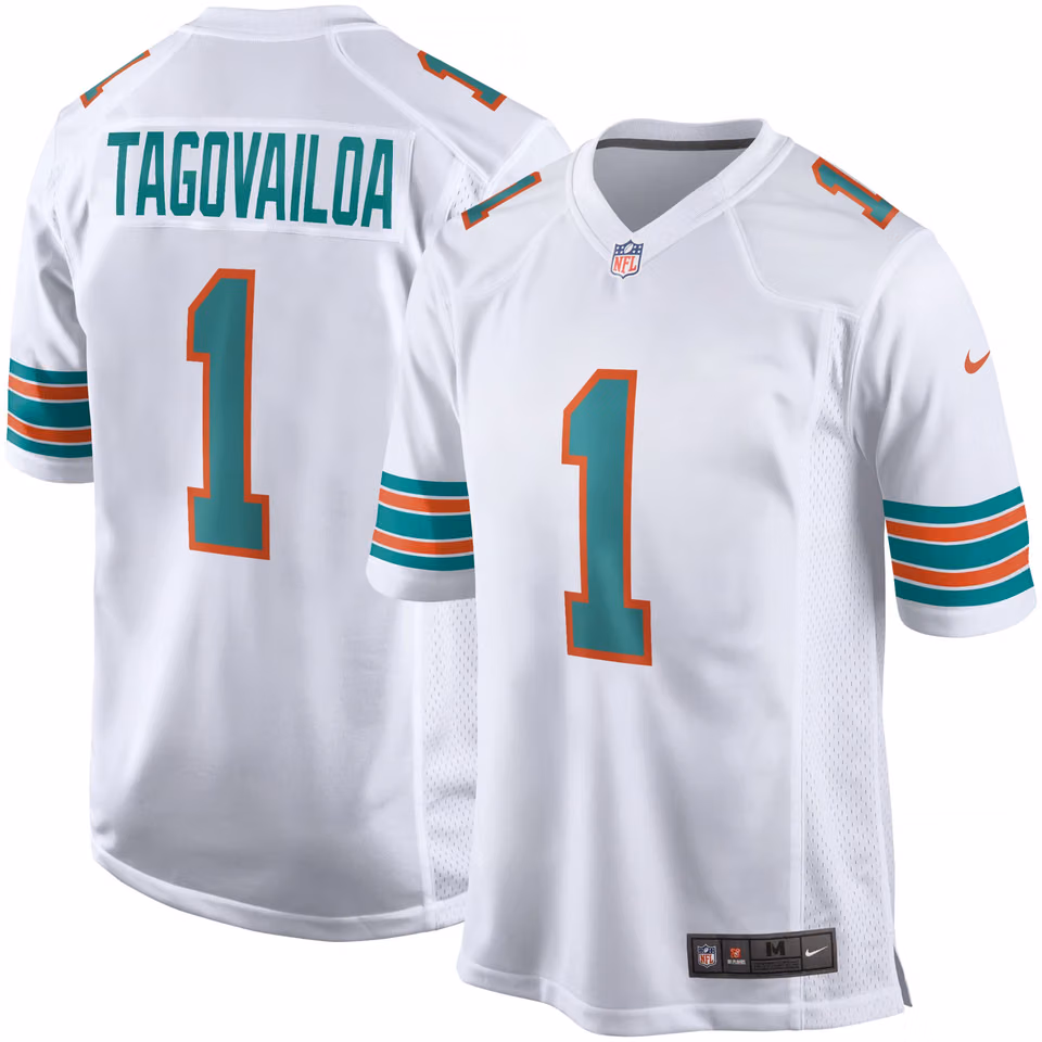 Tua Tagovailoa #1 Miami Dolphins Classic Nike Game NFL Jersey White view 1