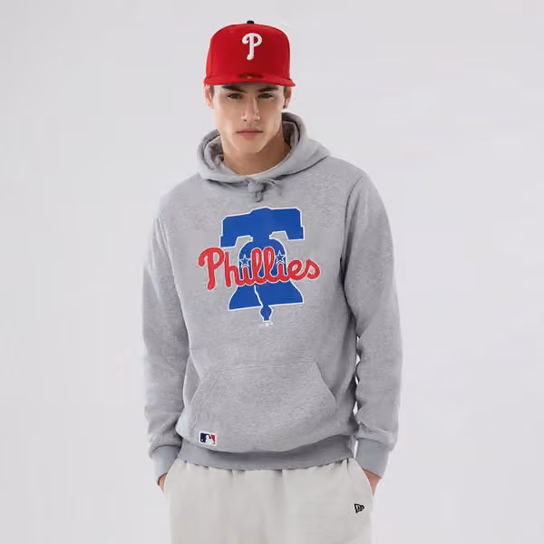 Philadelphia Phillies Team Logo New Era MLB Hoodie Gray view 1