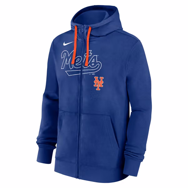 New York Mets Knockout Script MLB Full-Zip Hoodie Blue view 1