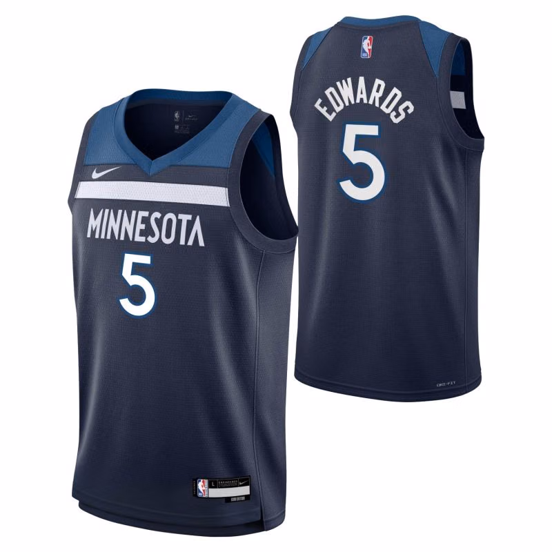 Anthony Edwards #5 Minnesota Timberwolves Swingman NBA Jersey Navy (YOUTH) view 1