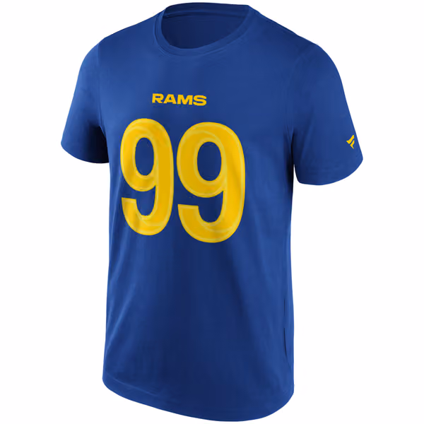 Aaron Donald #99 Los Angeles Rams Iconic Player NFL T-Shirt Blue view 2