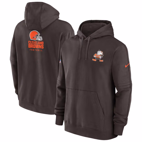 Cleveland Browns 2023 NFL Sideline Nike Club Hoodie Brown view 1