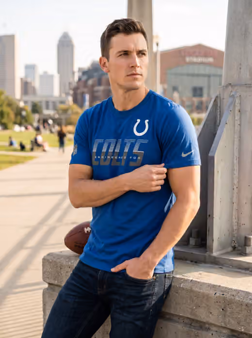 Indianapolis Colts 2026 NFL Sideline Team Issue Dri-Fit T-Shirt Blue view 3