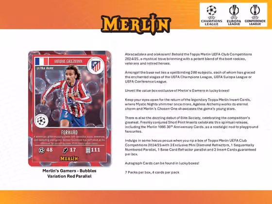 2024/25 Topps Chrome Merlin UEFA Club Competitions Football Blaster Box view 2