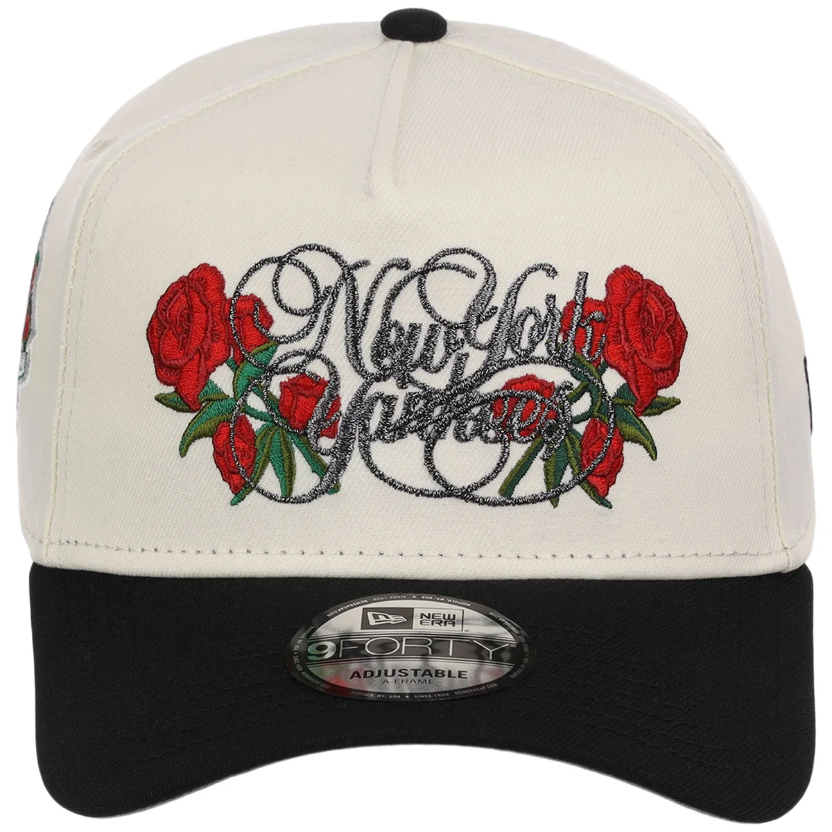 New York Yankees Rose Script New Era 9FORTY A-Frame detail view