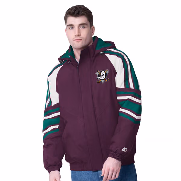 Anaheim Ducks Vintage Starter Frontier NHL Winter Jacket Purple view 1