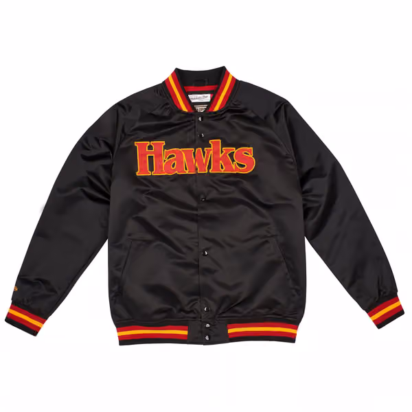 Atlanta Hawks Mitchell & Ness Lightweight Satin NBA Jacket Black view 1