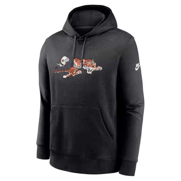 Cincinnati Bengals Throwback Nike Club NFL Hoodie Black view 1