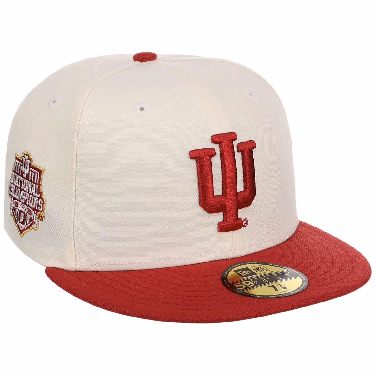 Indiana Hoosiers IU Champ Pack New Era 59FIFTY (Chrome/Red) front view
