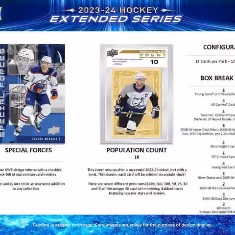 2023/24 Upper Deck Extended Series Hockey NHL Hobby Box view 6