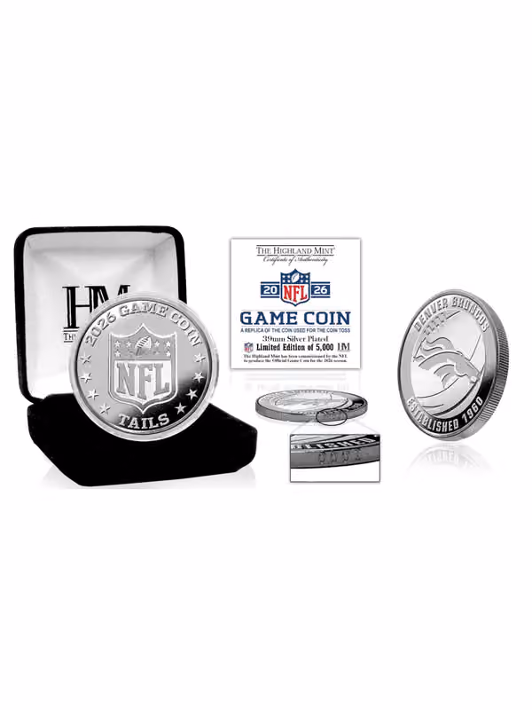 Denver Broncos Silver Plated 2026 NFL Game Flip Coin view 1