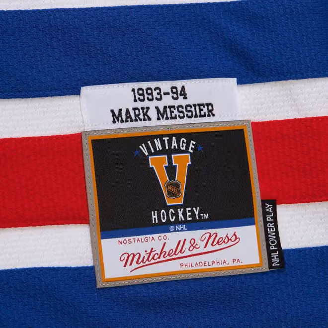 Mark Messier #11 New York Rangers 1993-94 Premium Power Play NHL Jersey White view 3