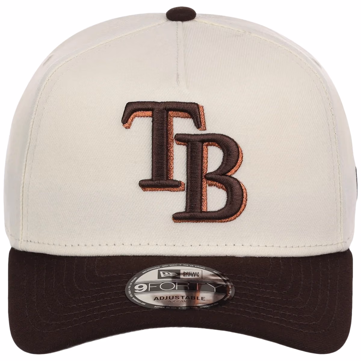 Tampa Bay Rays MLB Chrome x Burnt Wood FASHION CORE New Era 9FORTY A-Frame detail view