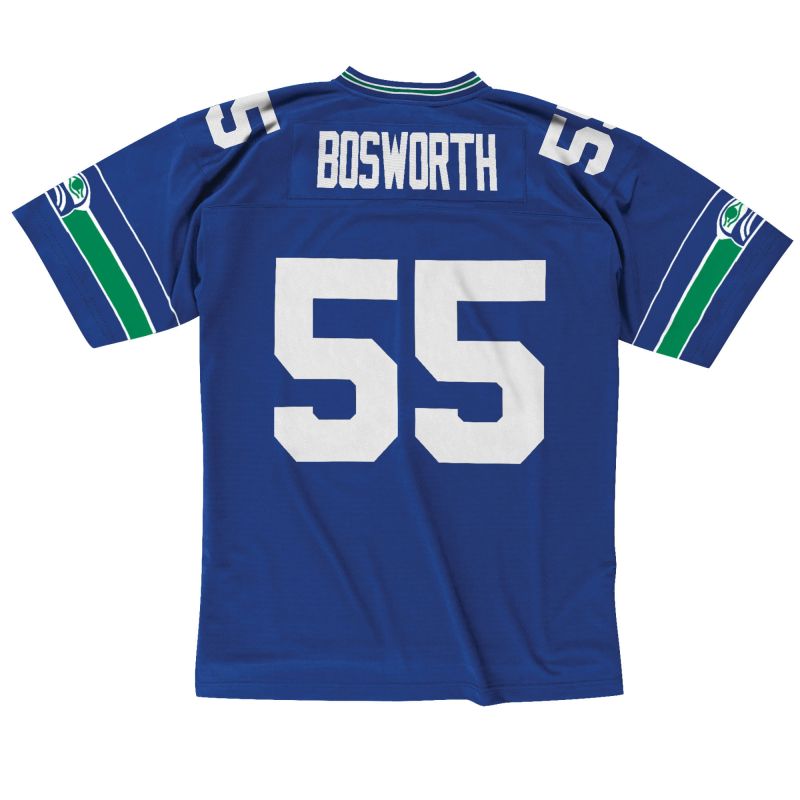 Brian Bosworth #55 Seattle Seahawks Mitchell & Ness Throwback NFL Jersey Blue view 2
