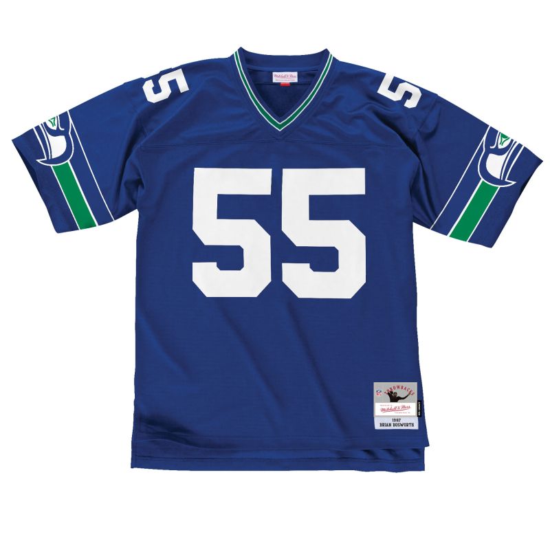 Brian Bosworth #55 Seattle Seahawks Mitchell & Ness Throwback NFL Jersey Blue view 1