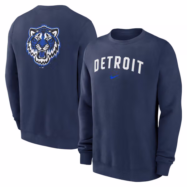 Detroit Tigers City Connect 2-Hit Club Crew Pullover Navy view 1
