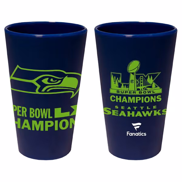 Seattle Seahawks Super Bowl LX Champions SiliPint Pint Glass view 1