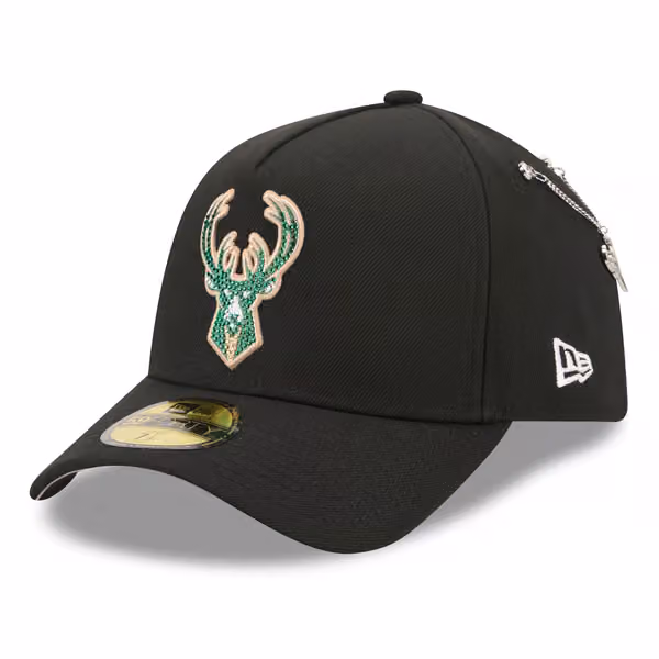 Milwaukee Bucks 2026 NBA Draft On-Stage Crystal 59FORTY A-Frame Fitted Cap Black product photo