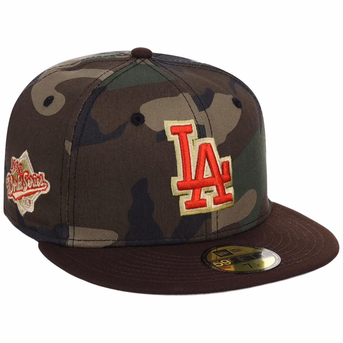 Los Angeles Dodgers Apex Venom New Era 59FIFTY (Camo/Brown) front view