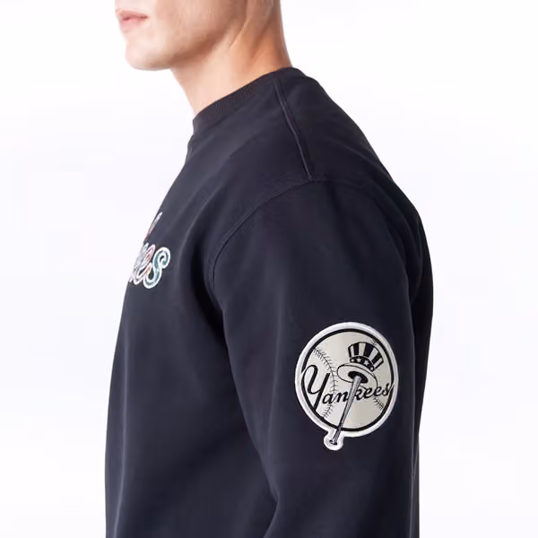 New York Yankees Tartan Infill MLB Crewneck Sweater Black view 4