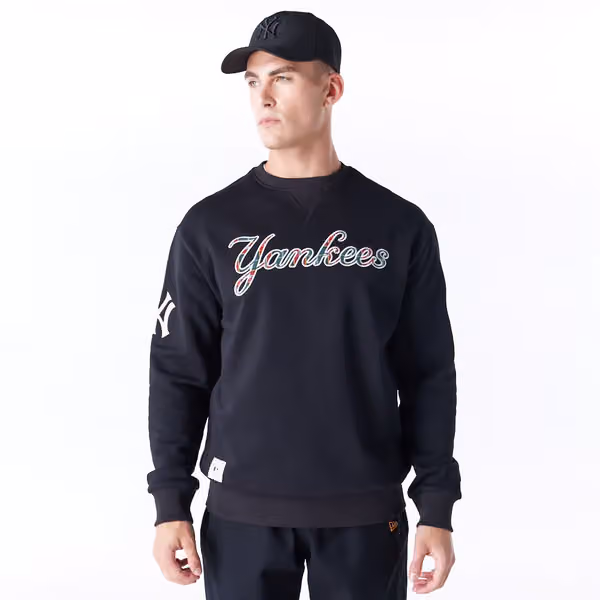 New York Yankees Tartan Infill MLB Crewneck Sweater Black view 1