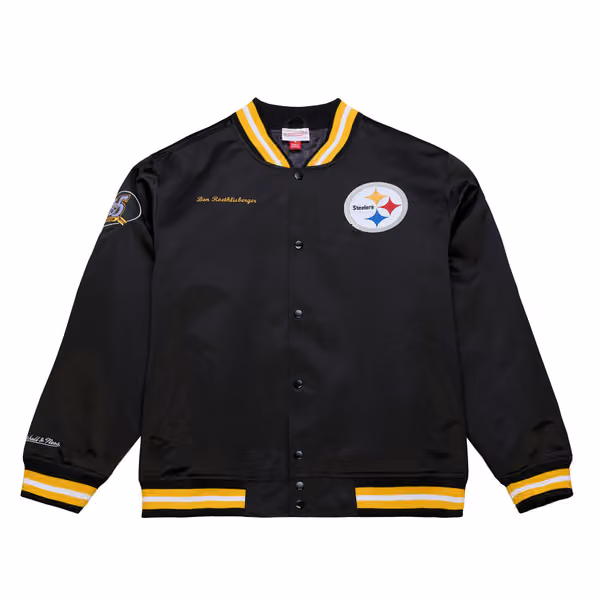 Ben Roethlisberger #7 Pittsburgh Steelers Lightweight Satin NFL Jacket Black view 2