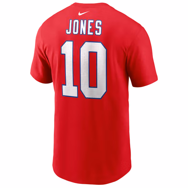 Mac Jones #10 New England Patriots Nike Player NFL T-Shirt Red view 3